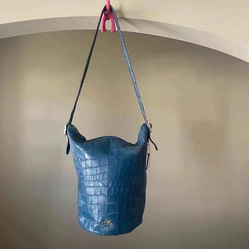 VINTAGE RARE COACH CROC EMBOSSED BUCKET LARGE BAG - Picture 2 of 12